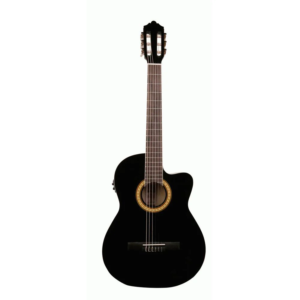 Ashton CG44CEQBK Classical Guitar w/ Cutaway & EQ (Black)