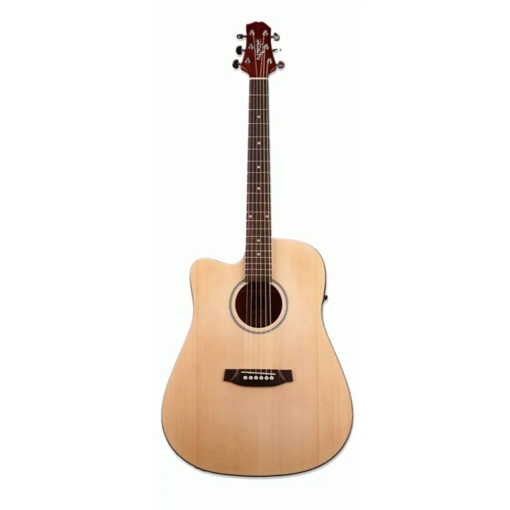 Ashton D20CEQLNTM Left-Handed Dreadnought Cutaway Acoustic Guitar (Natural Matte)