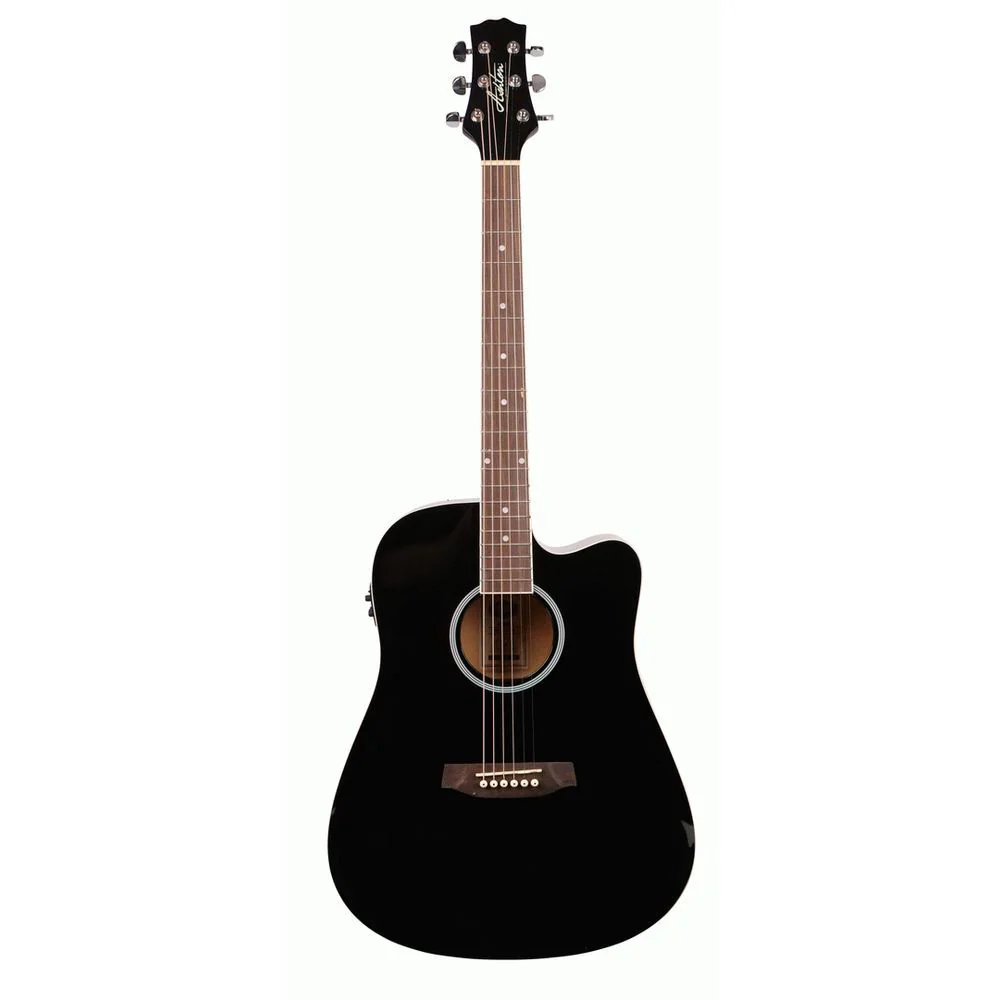 Ashton D20SCEQBK Solid Top Acoustic Guitar w/ EQ (Black)