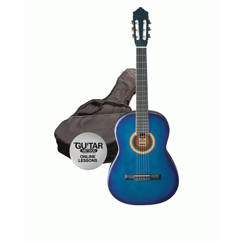 Ashton SPCG14 TBB Classical Guitar Starter Pack (Transparent Blue Burst)