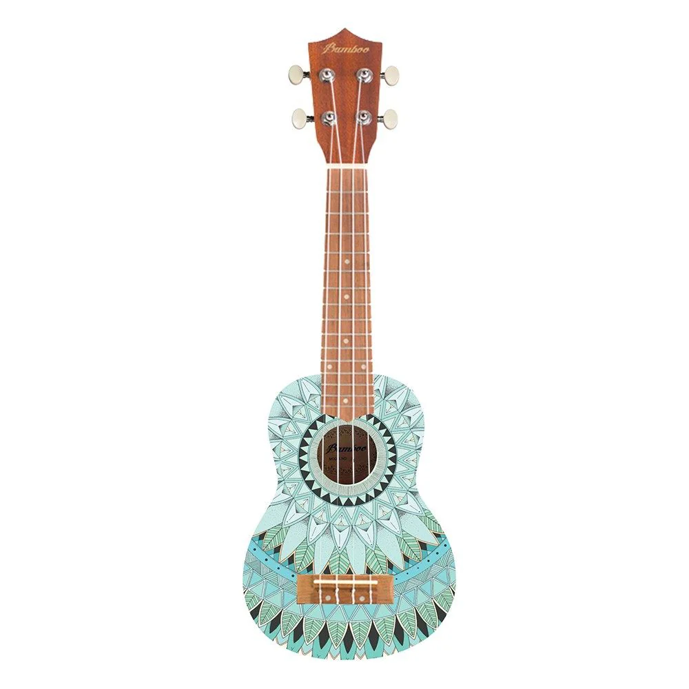 Bamboo Mandala Line Jade Soprano Ukulele with Bag