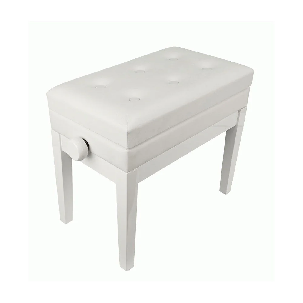 Beale BPB220WH Plush Cushion Piano Bench w/ Storage (White)