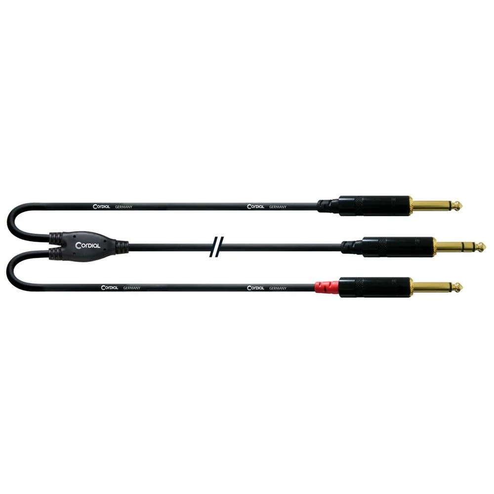 Cordial Essentials REAN 2 x 1/4" TS Gold to 1/4" TRS Gold Cable (1.5m)