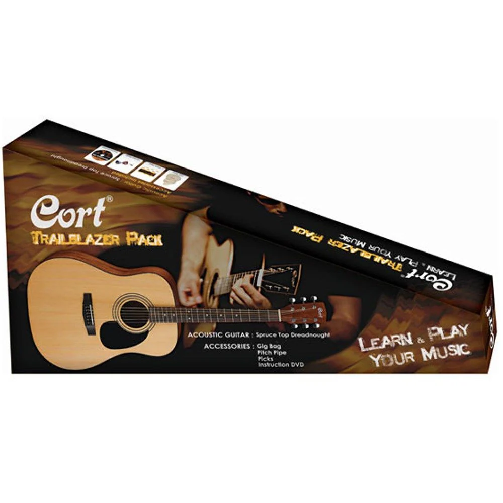 Cort CAP810 Trailblazer Acoustic Guitar Pack w/ Gig Bag, Pitch Pipe, Picks & DVD