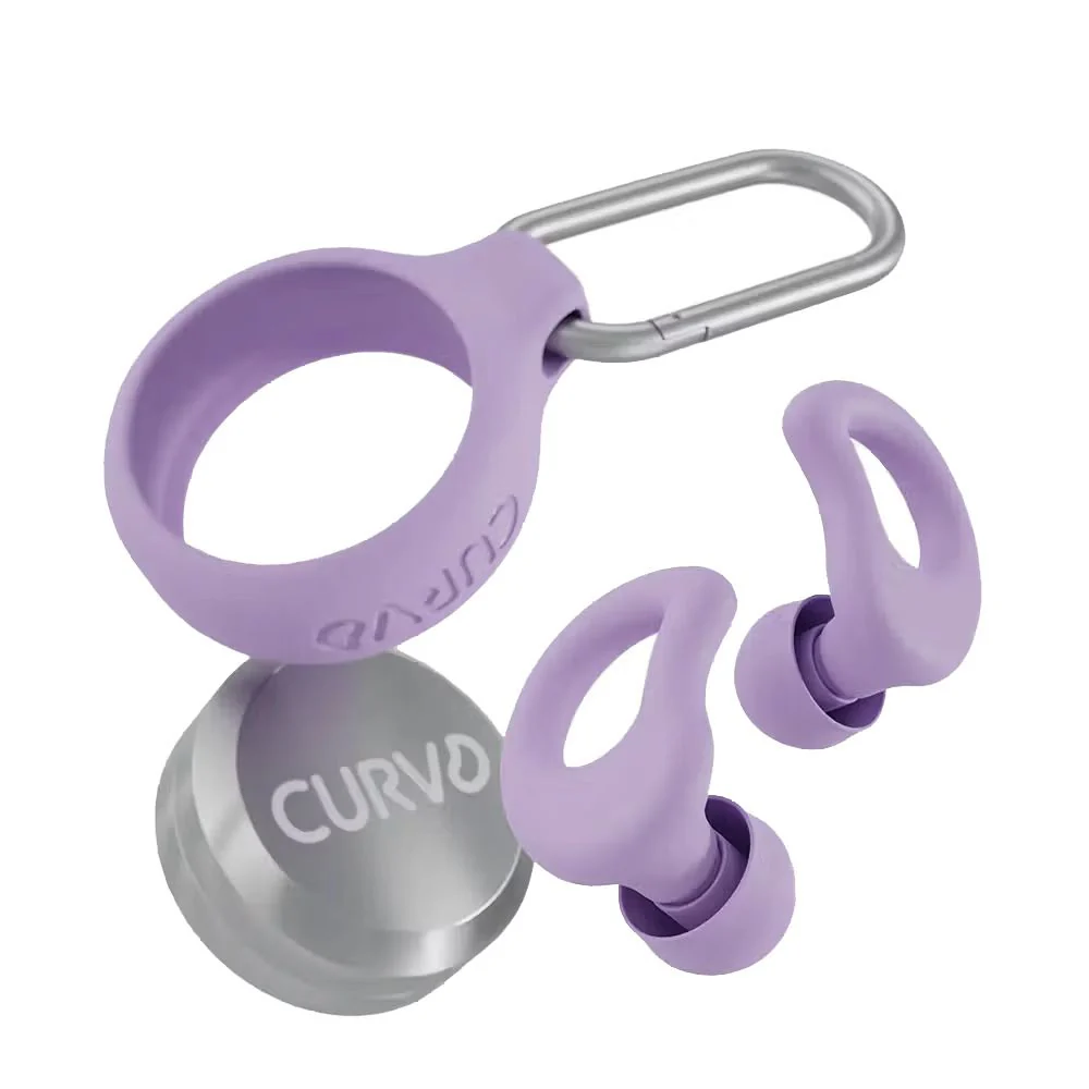 Curvd Everyday Earplugs With Case and Clips (Purple)