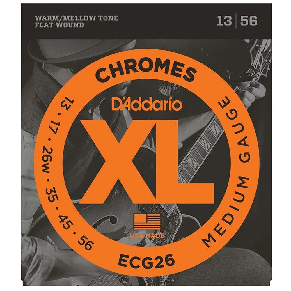 D'Addario ECG26 XL Chromes Flatwound Electric Strings - Medium (13-56)
