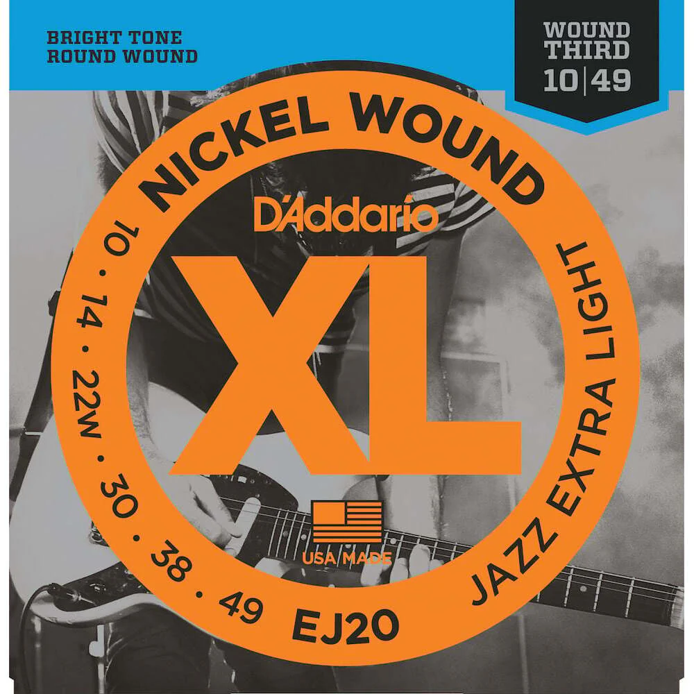 D'Addario EJ21 Nickel Wound Electric Strings w/ Wound 3rd - Jazz Extra Light Set (10-49)