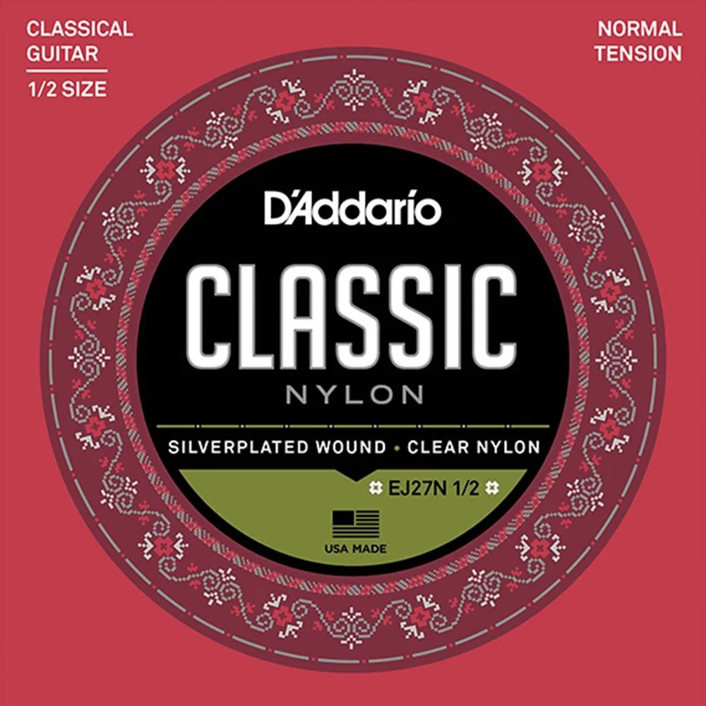 D'Addario EJ27N 1/2 Size Student Nylon Classical Guitar Strings Normal Tension