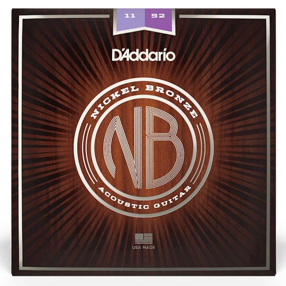 D'Addario NB1152 Nickel Bronze Acoustic Guitar Strings, Custom Light, 11-52