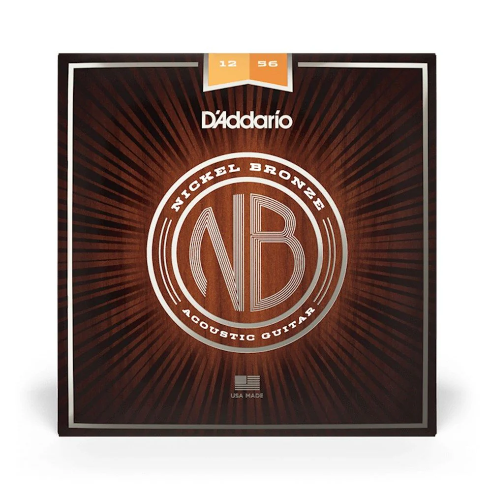 D'Addario NB1256 Nickel Bronze Acoustic Guitar Strings Light Top, Medium Bottom 12-56