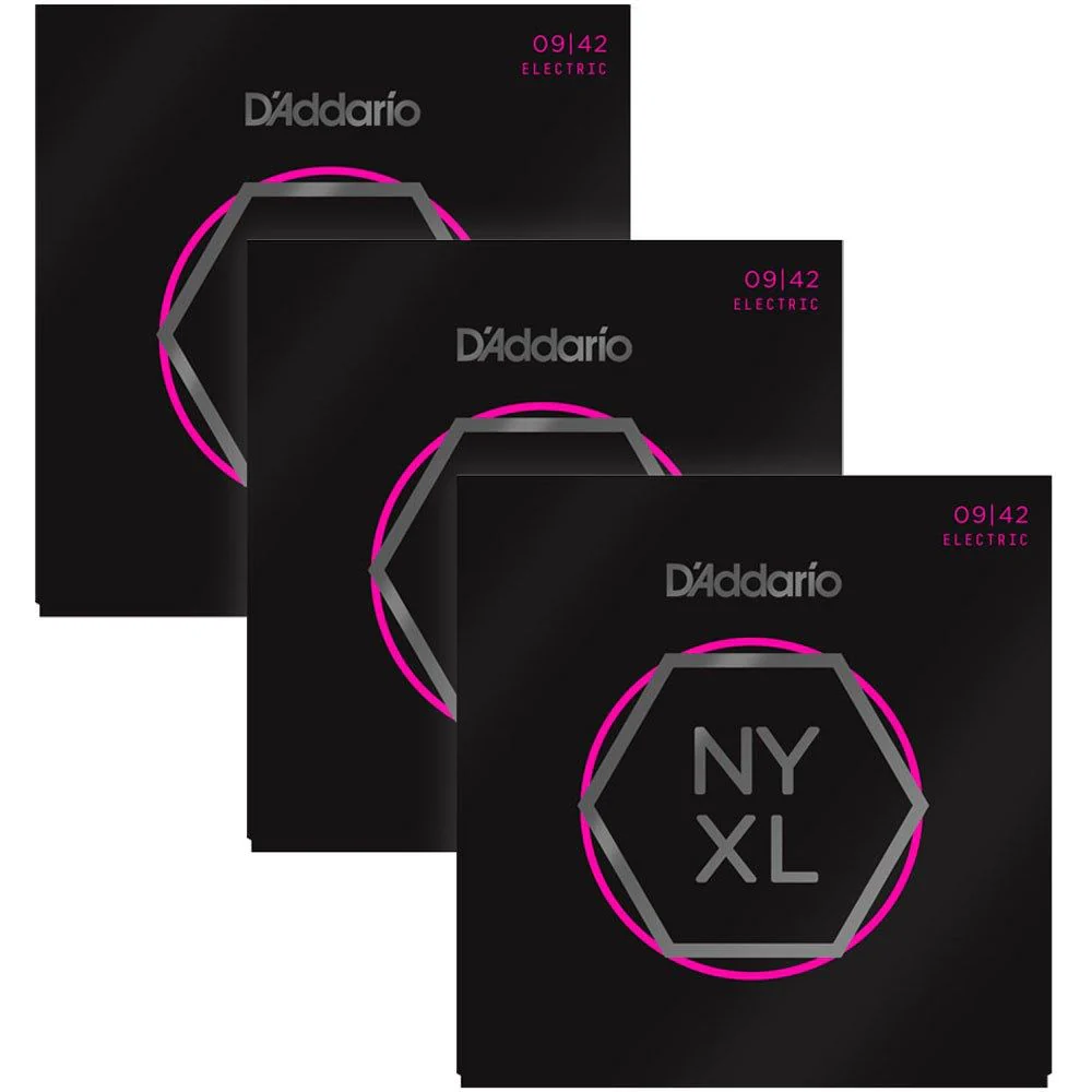 D'Addario NYXL0942-3P Nickel Wound Electric Guitar Strings 3-PACK - Super Light (9-42)