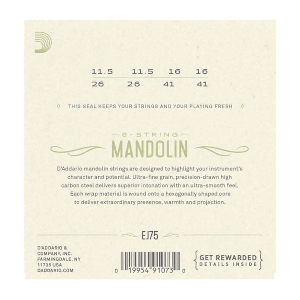 DAddario EJ75 Mandolin Strings Phosphor Bronze MediumHeavy 11541