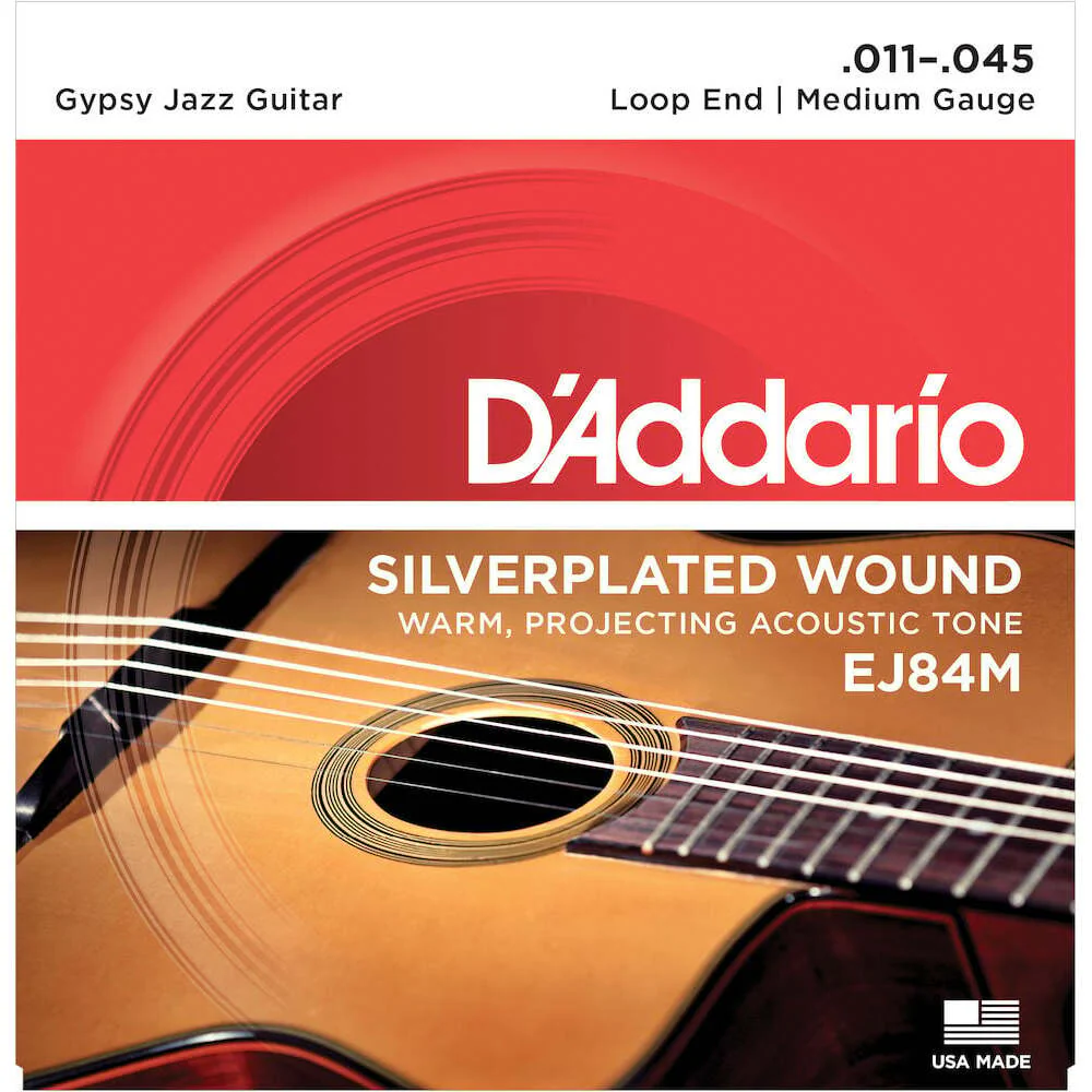 DAddario EJ84M Gypsy Jazz Acoustic Guitar Strings Loop End Medium 1145