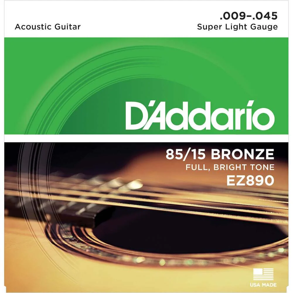 DAddario EZ890 8515 Bronze Acoustic Guitar Strings Super Light 945