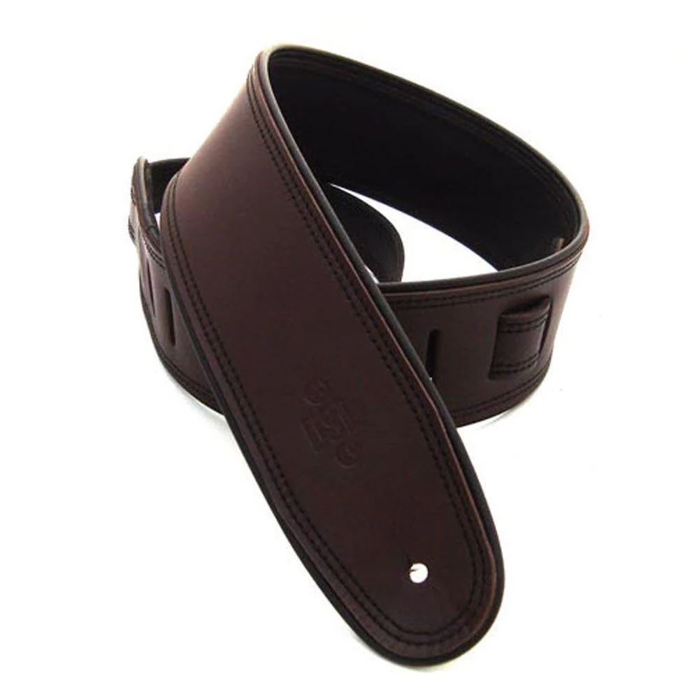 DSL GEP Series Rolled Edge Guitar Strap (Saddle Brown, Black Backing, 2.5")