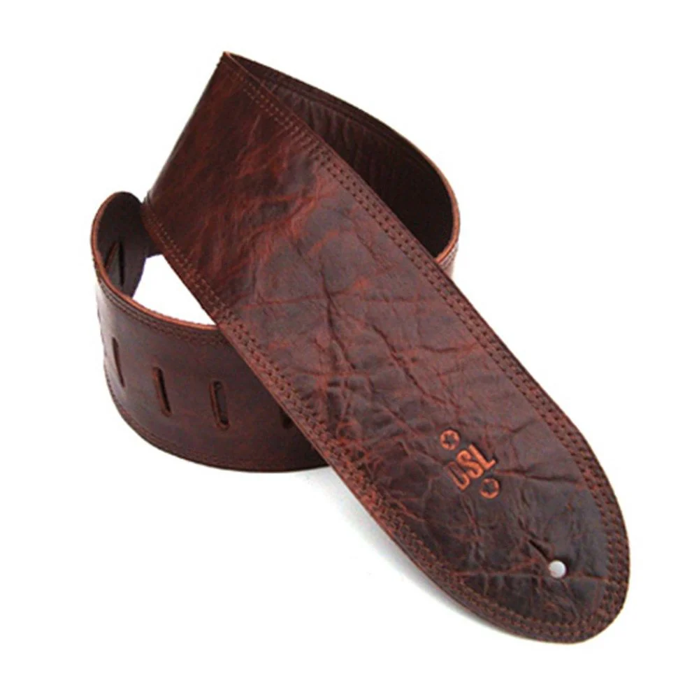 DSL GMD Distressed Leather Guitar Strap (Brown, 3.5")
