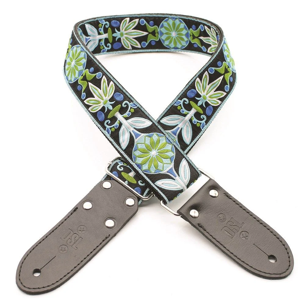 DSL JAC20 Jacquard Guitar Strap (Fair Design, Blue, 2")