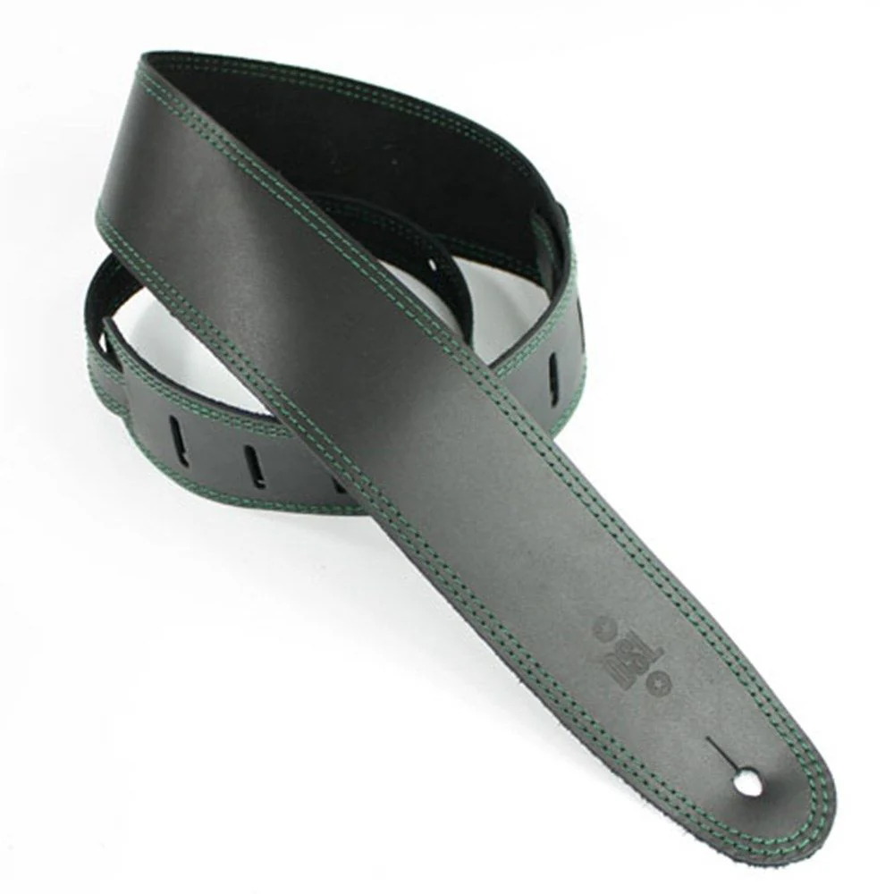 DSL SGE Classic Guitar Strap (Black, Green Stitching, 2.5")