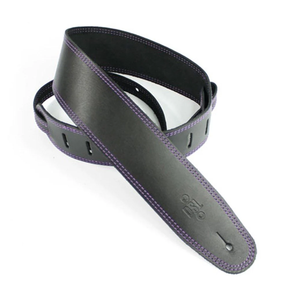 DSL SGE Classic Guitar Strap (Black, Purple Stitching, 2.5")