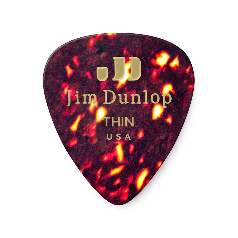 Dunlop Celluloid Shell Guitar Pick 12-Pack - Tortoise Shell (Thin)