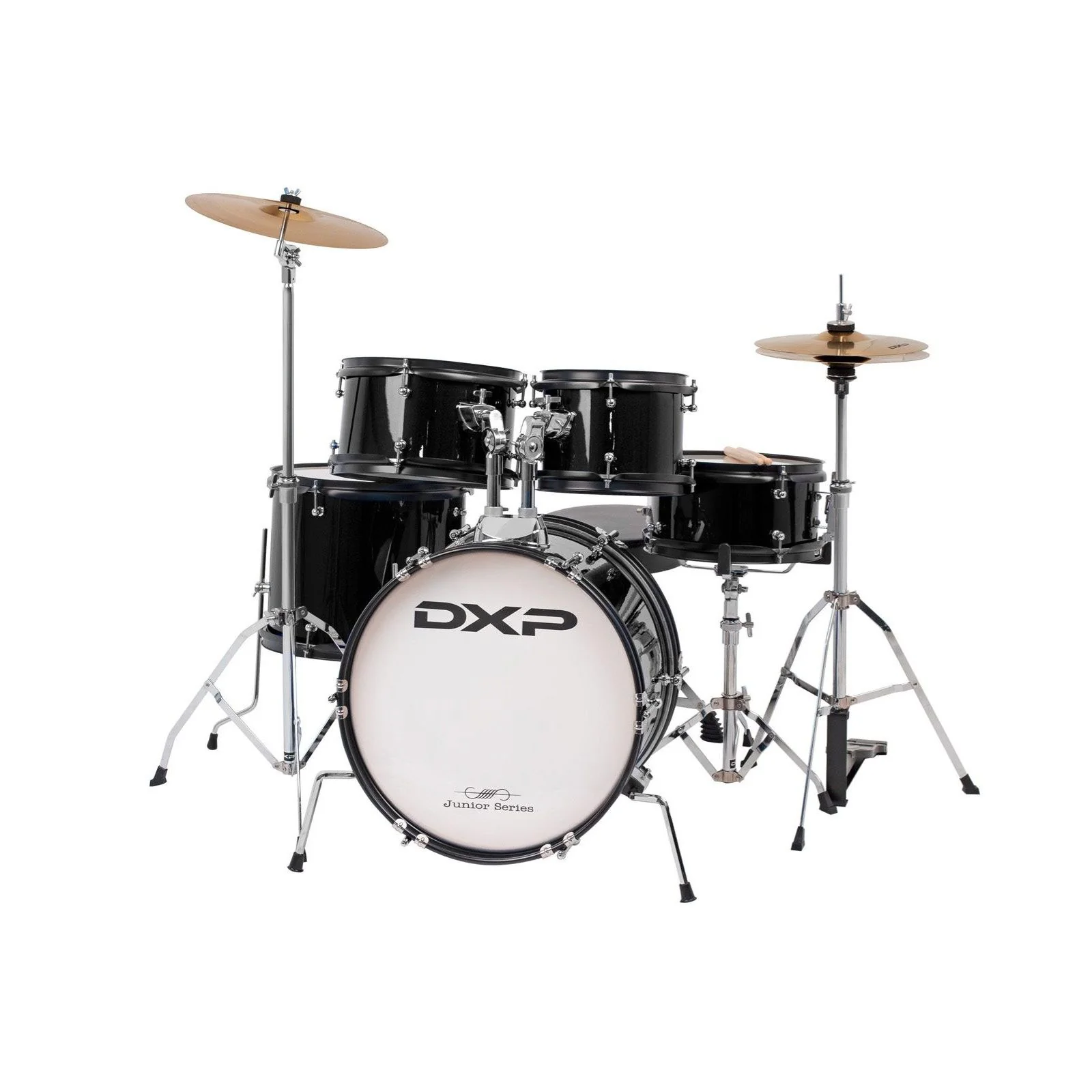 DXP 5-Piece Junior Deluxe Drumkit Pack w/ Cymbals, Stool & Sticks (Black)