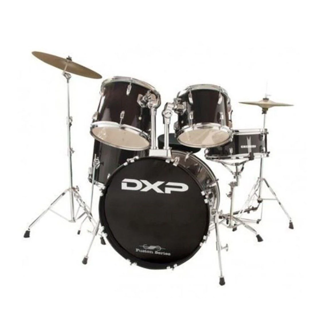 DXP Fusion 20" 5-Piece Drumkit w/ Cymbals and Throne (Black) 9337330022879