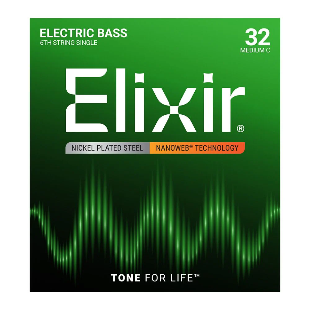 Elixir 15332 Nanoweb Electric Bass Guitar Single Strings (0.032)