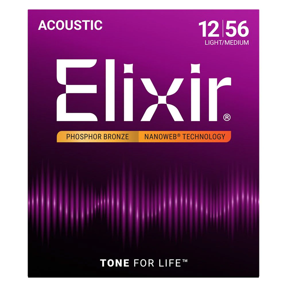 Elixir 16077 Acoustic Phosphor Bronze w/ Nanoweb Coating - Light-Medium (12-56)