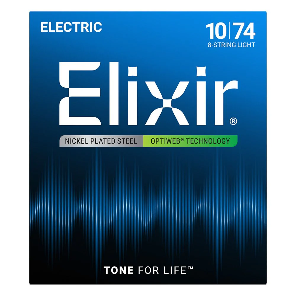 Elixir 19062 Electric Guitar Nickel Plated Steel w/ Optiweb Coating - 8-String LT (10-74)