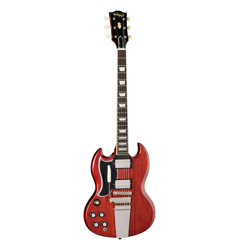 Epiphone 'Inspired By Gibson' 1964 SG Standard L/H Maestro Vibrola (Cherry Red) Inc Case