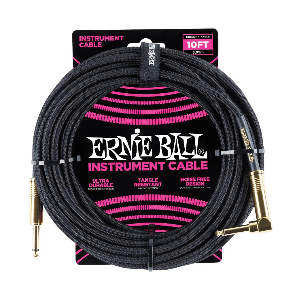Ernie Ball 10' Braided Straight / Angled Instrument Cable - (Black)