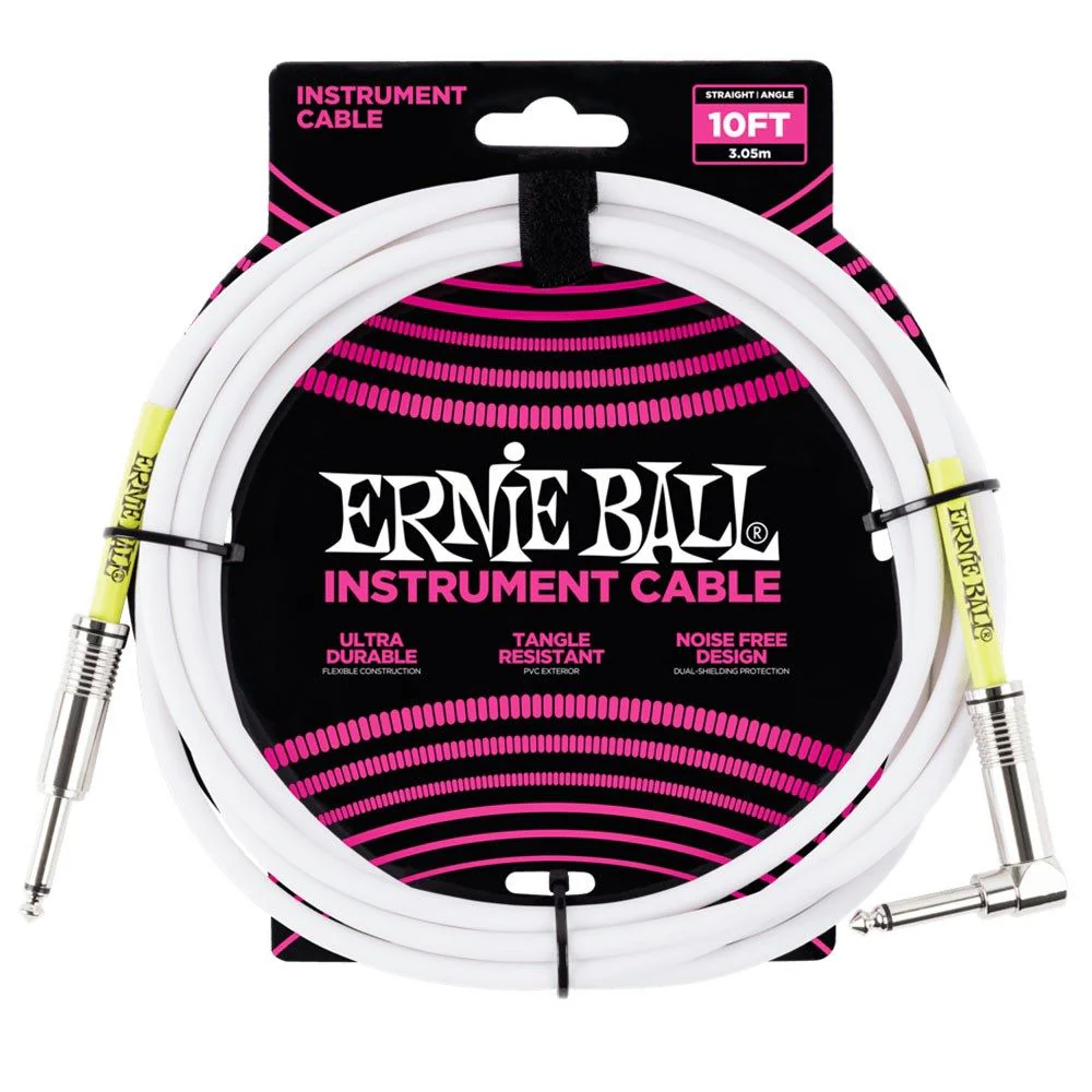 Ernie Ball 10' Classic Straight / Angled Instrument Cable - (White)
