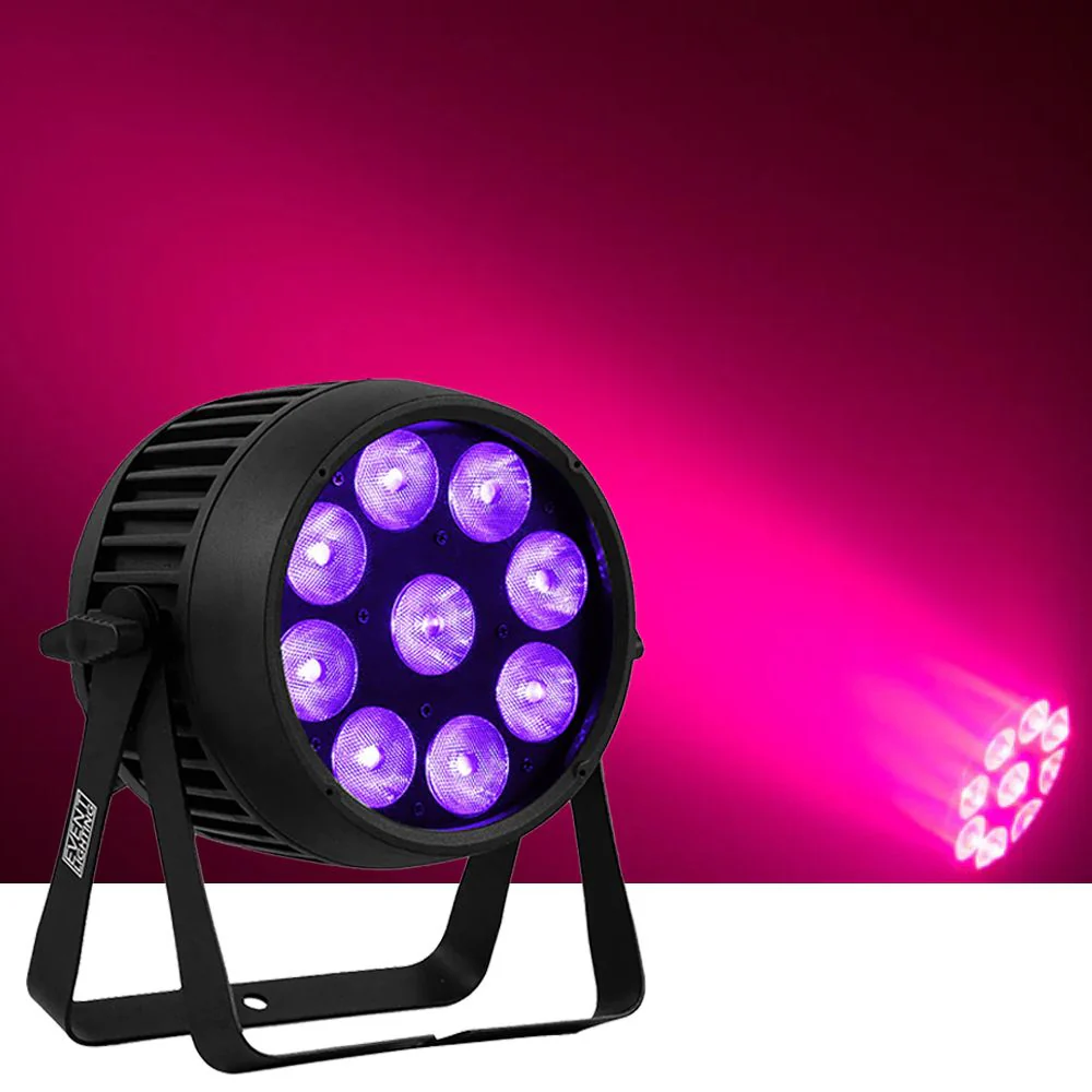 Event Lighting PAR9X12BH-IP Outdoor Battery Par Can 9x12W RGBWAU w/ Wireless DMX