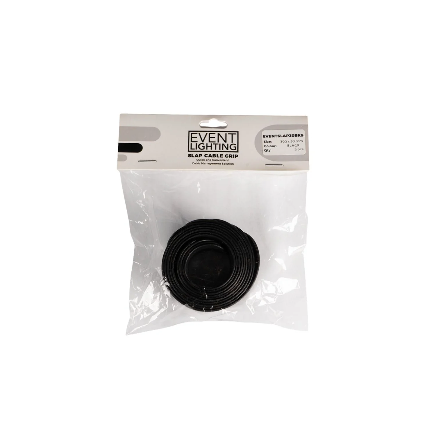 Event Lighting Slap Cable Grips Black (5 Pack) Each Grip 300 x 30mm