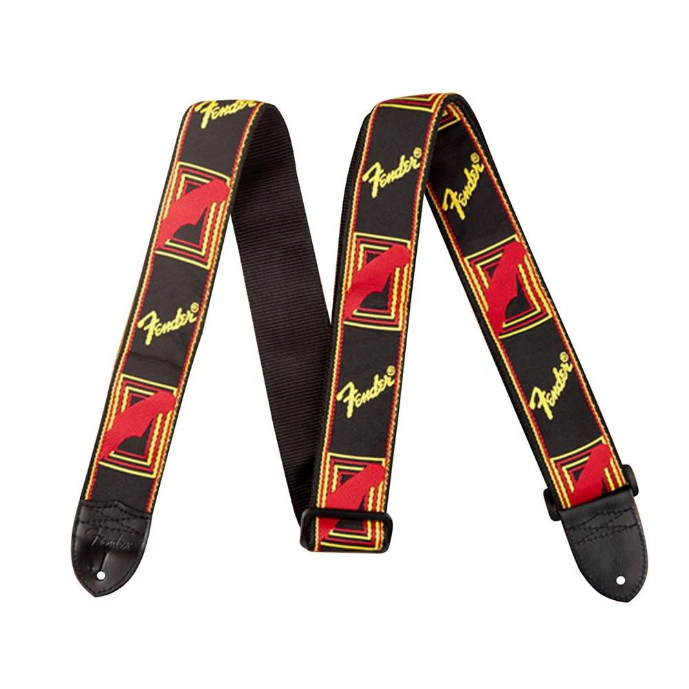 Fender 2" Monogrammed Strap (Black / Yellow / Red)