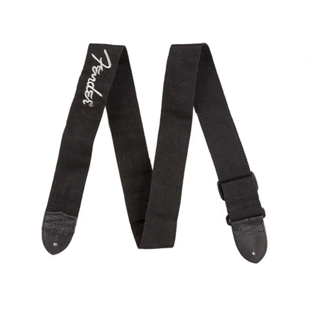 Fender 2" Polyester Strap (Black w/ Grey Fender Logo)