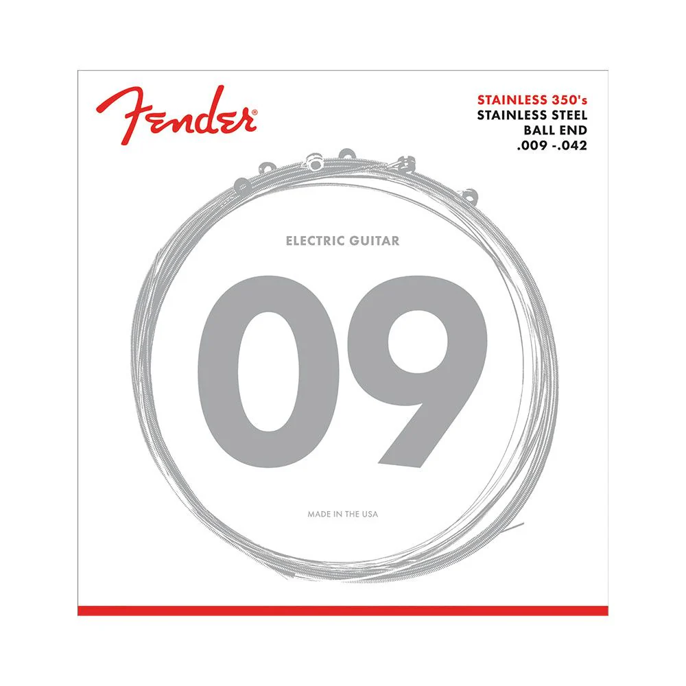 Fender 350L Stainless Steel 350's Electric Guitar Strings Ball End (9-42)