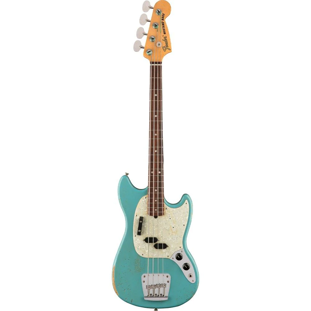 Fender JMJ Road Worn Mustang Bass (Faded Daphne Blue) inc Deluxe Gig Bag