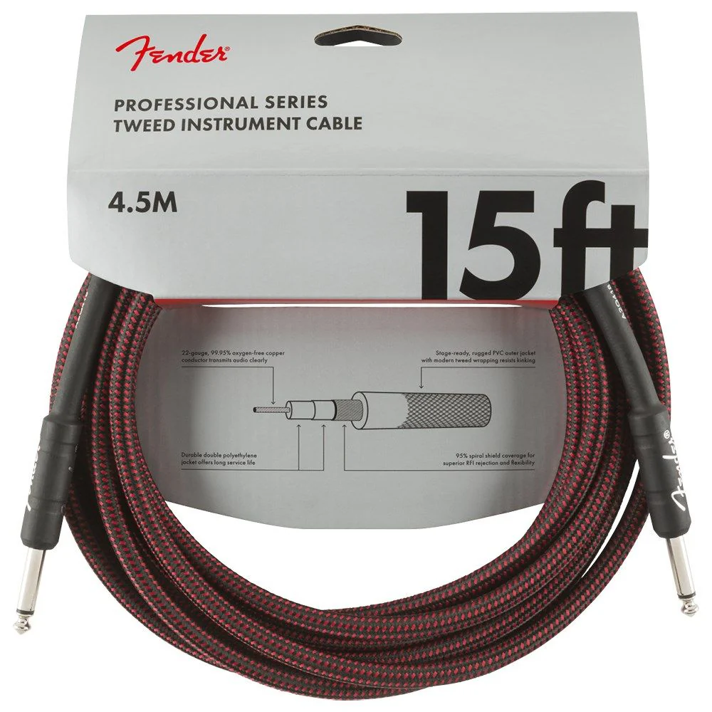 Fender Professional Series Instrument Cable 15' (Red Tweed)