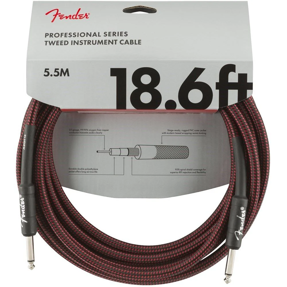 Fender Professional Series Instrument Cable - 18.6' (Red Tweed)