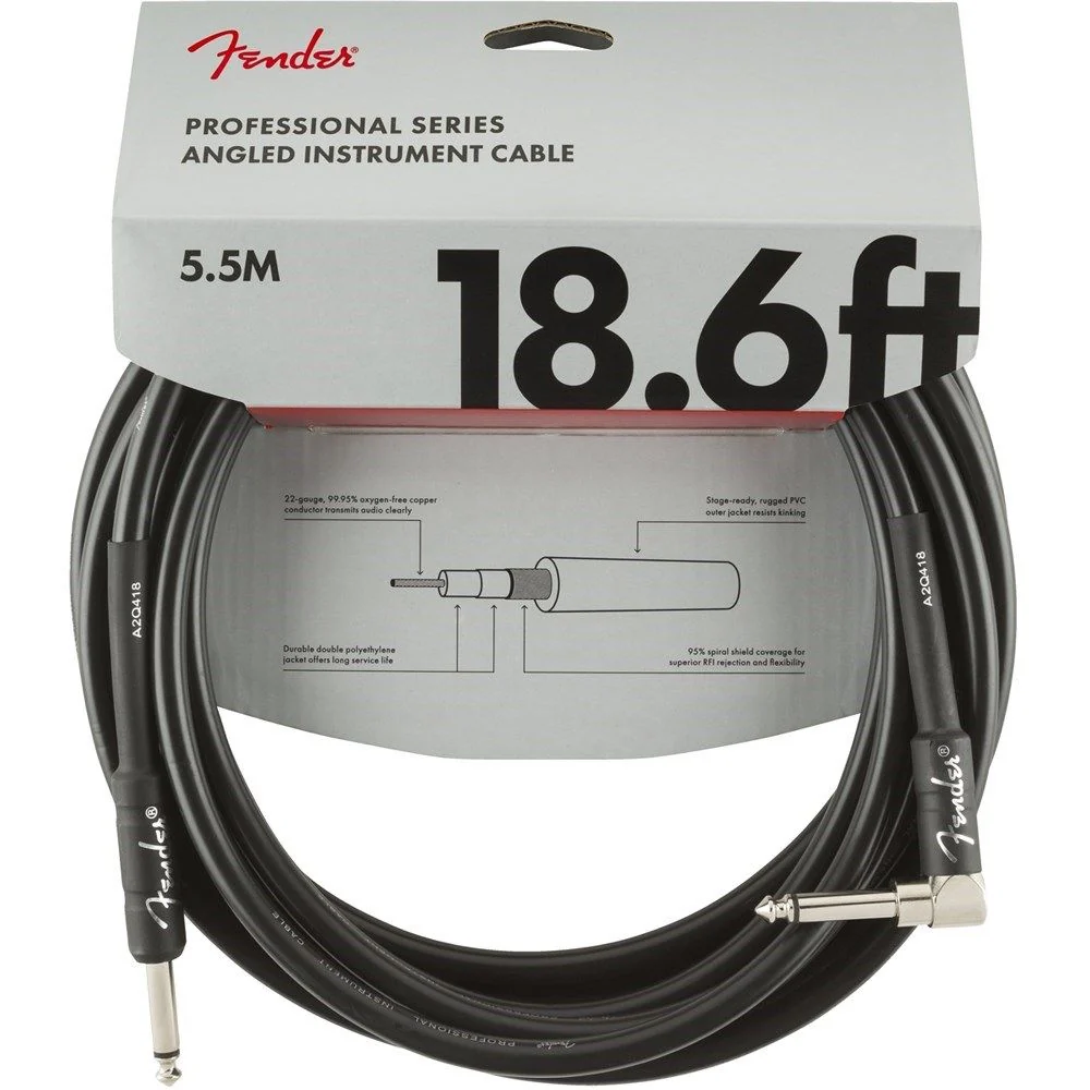 Fender Professional Series Instrument Cable Straight/Angle 18.6' (Black)