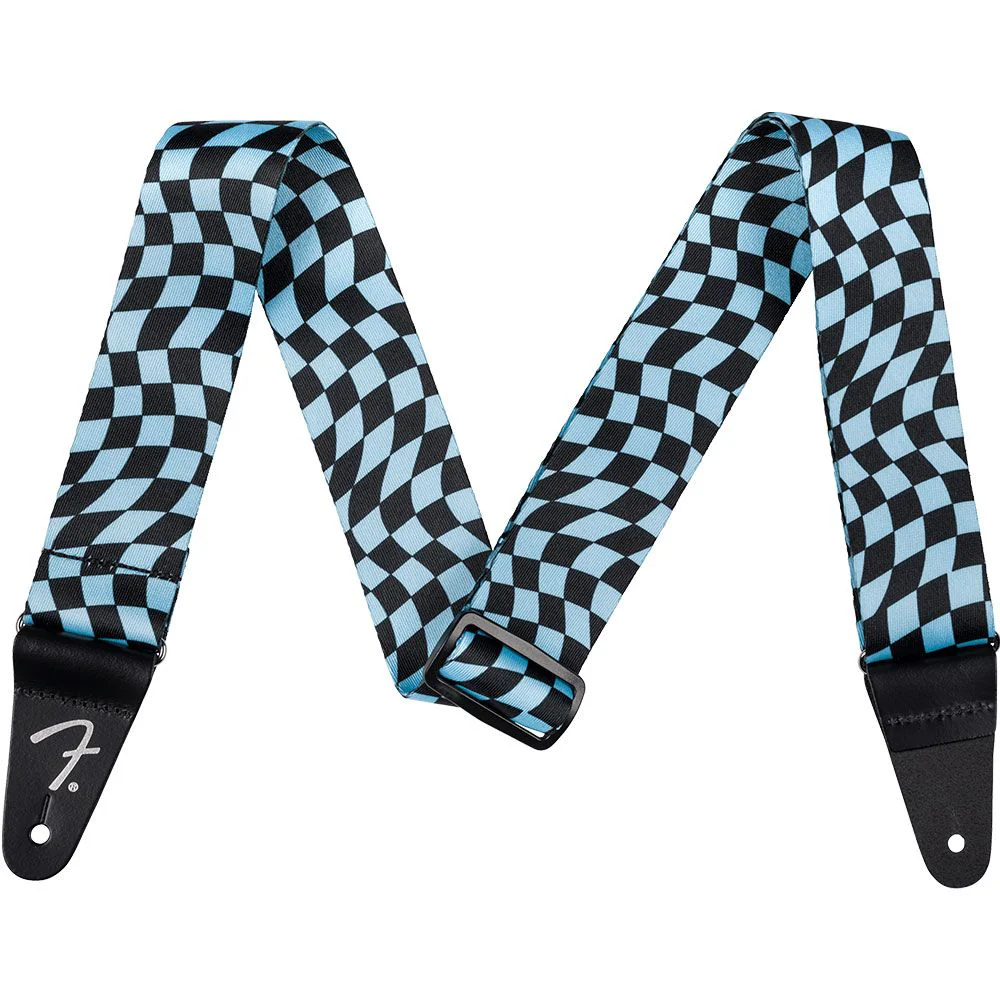 Fender Wavy Checkerboard Polyester Strap (Blue/Black)