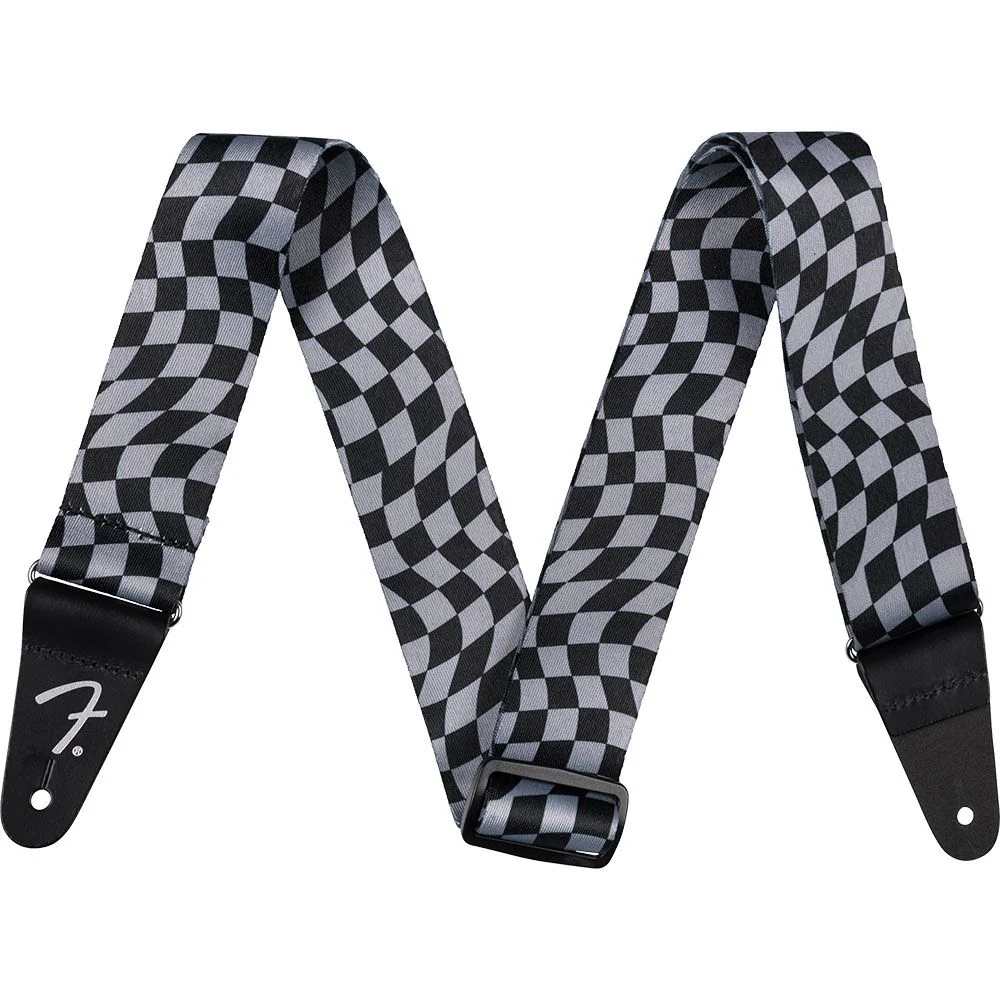 Fender Wavy Checkerboard Polyester Strap (Grey/Black)