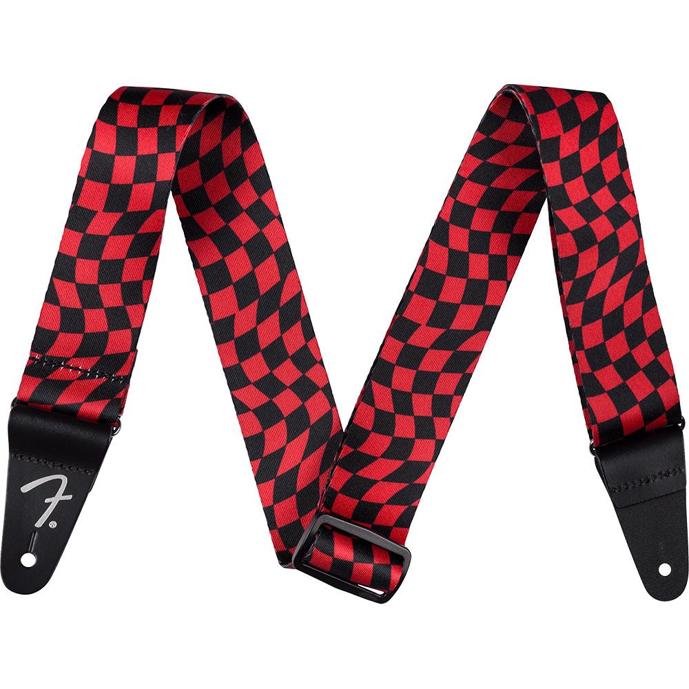 Fender Wavy Checkerboard Polyester Strap (Red/Black)