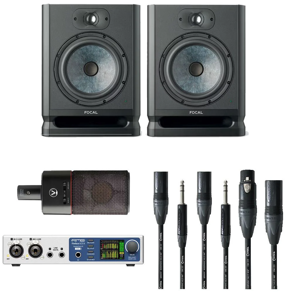 Focal Alpha 80 Evo Bundle w/ RME FFUCXII Austrian Audio OC18 (Black) & Cables