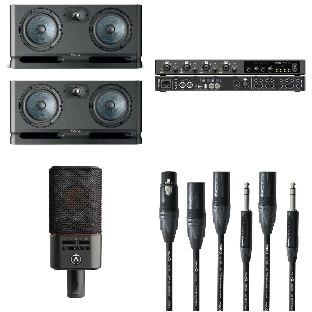 Focal Alpha Twin Evo Bundle w/ RME FF802FSAE Austrian Audio OC818 (Black) & Cables