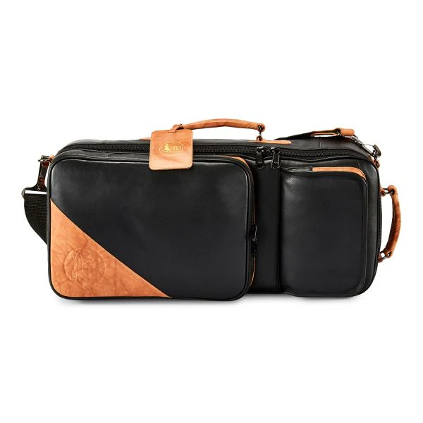 Gard Elite Double Trumpet Gig Bag - Leather Black w/ Brown Trim