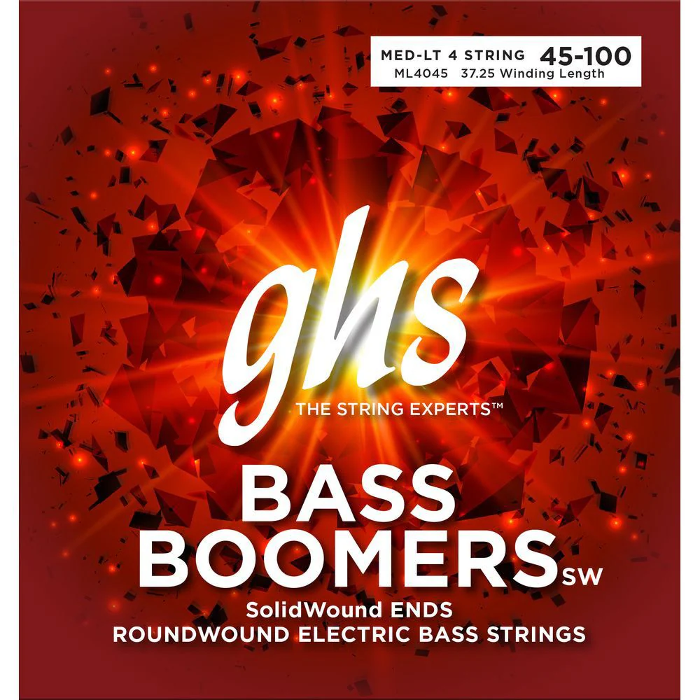 GHS Bass Boomers 4-String Light-Medium Solid Wound Electric Bass Strings (45-100)