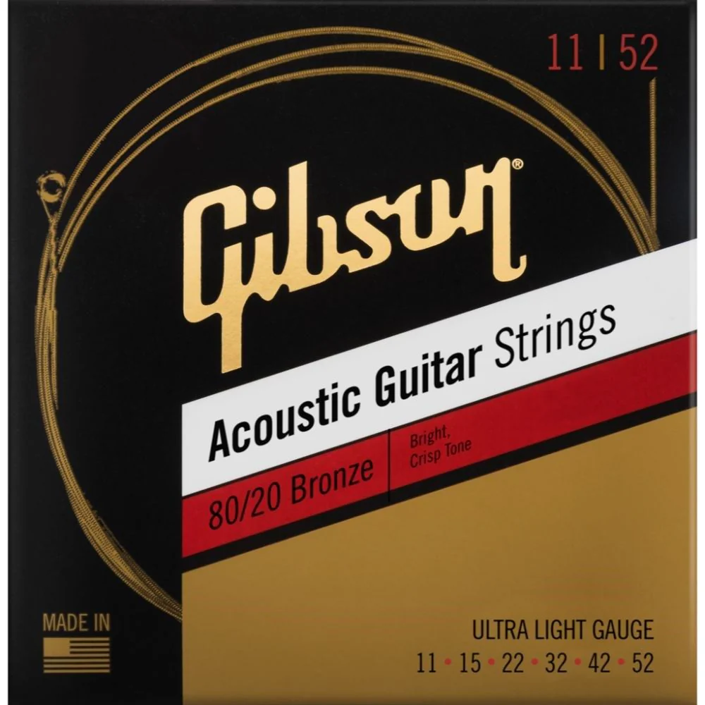 Gibson 80/20 Bronze Acoustic Guitar Strings Ultra-Light (11-52)
