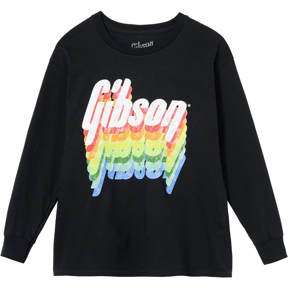 Gibson Kids Rainbow Logo Longsleeve Tee (Black) Large